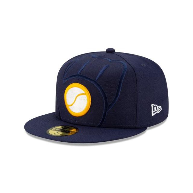 MLB Milwaukee Brewers Logo Elements 59Fifty Fitted (MJC6987) - Blue New Era Caps